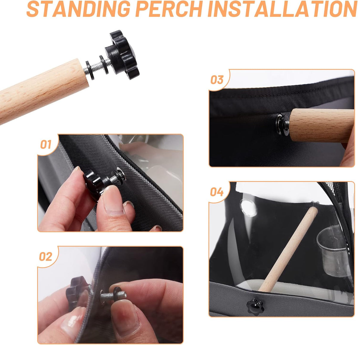 A 4 Pet Bird Carrier for Travel, Clear Windows, Lightweight