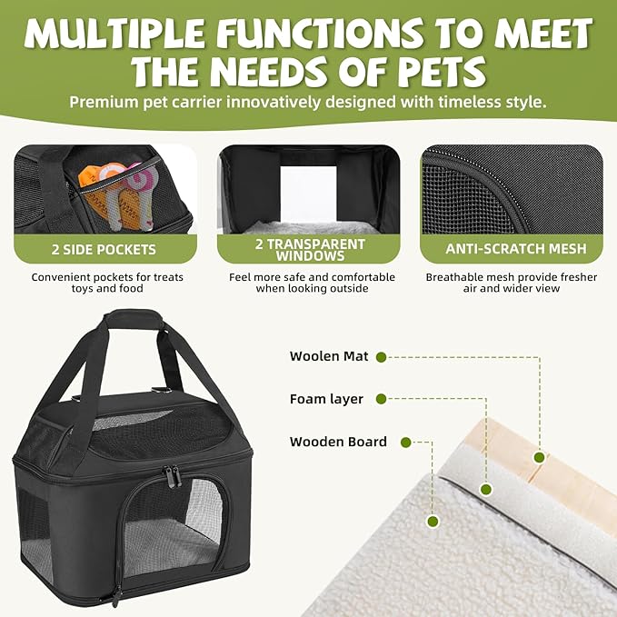 Premium Cat Carrier for Pets Up to 20 Lbs, Cat Travel Bag Soft-Sided Backpack - Image 5