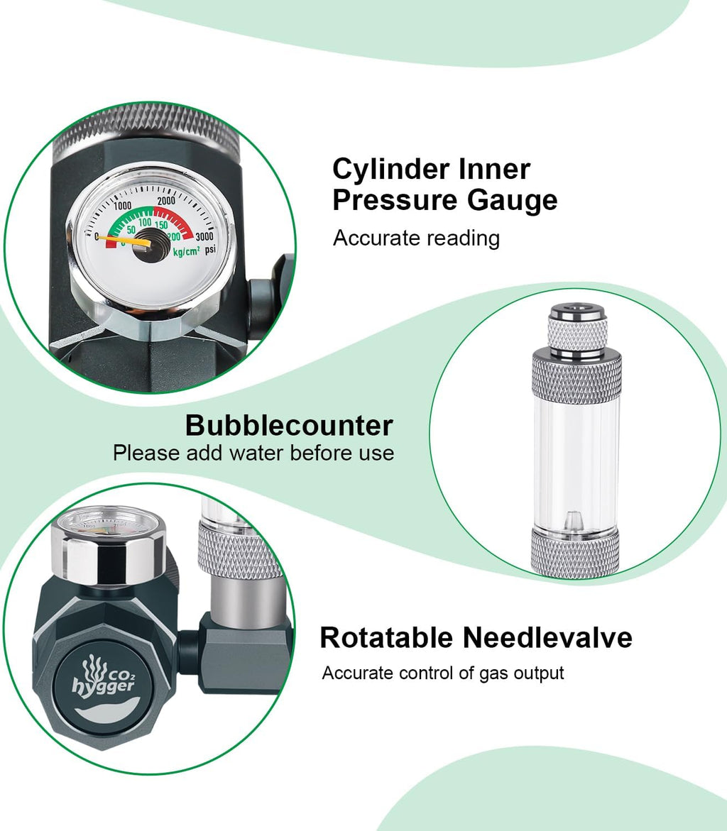 Aquarium CO2 Regulator, Mini Detachable Design, Complete with Bubble Counter and Check Valve Function for Establishing CO2 System in Aquatic Plant Tank