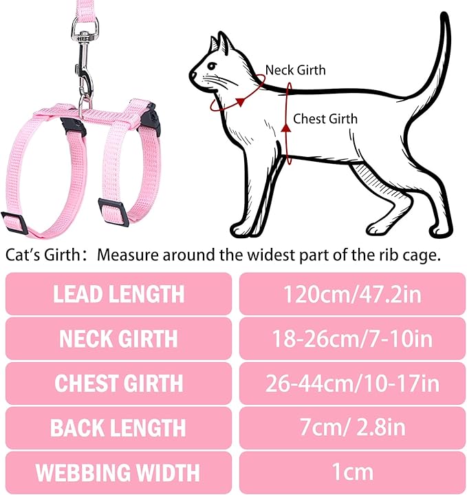 PUPTECK Adjustable Cat Harness and Leash Set Escape Proof Kitten Strap Collar - Image 3