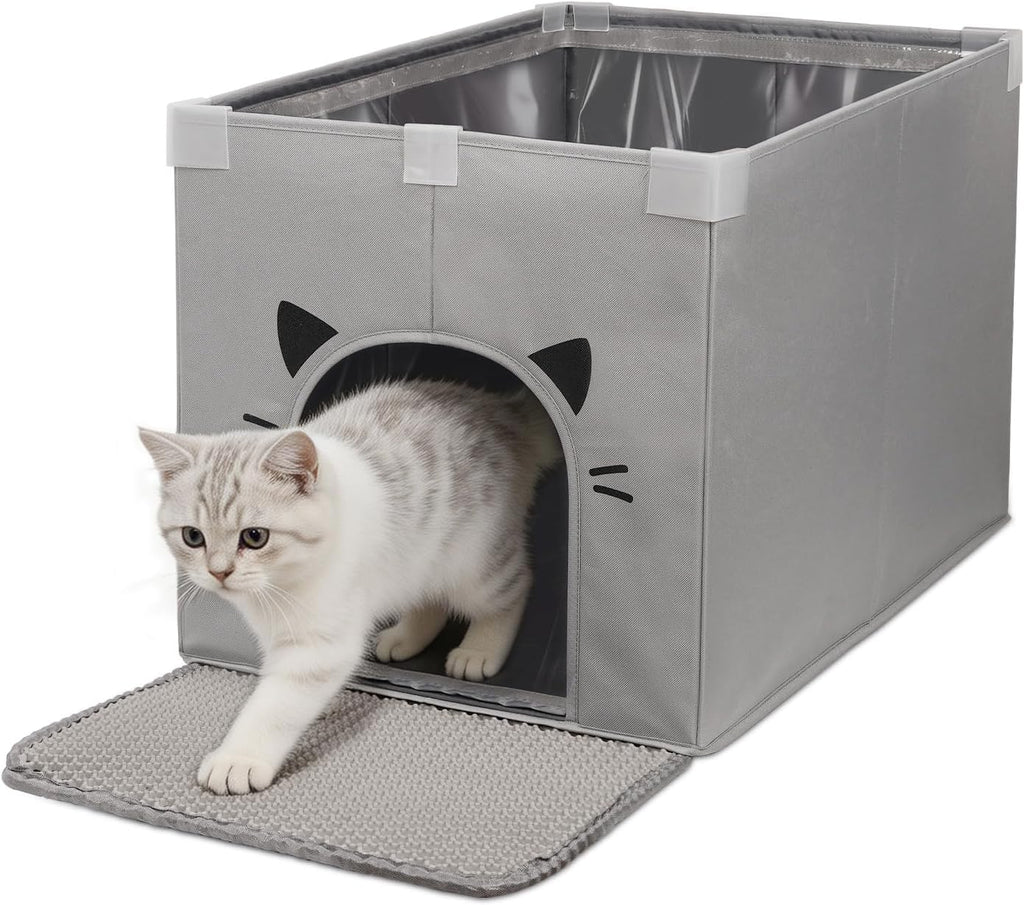 Cat Litter Box Enclosure, Waterproof Foldable Splash Guard