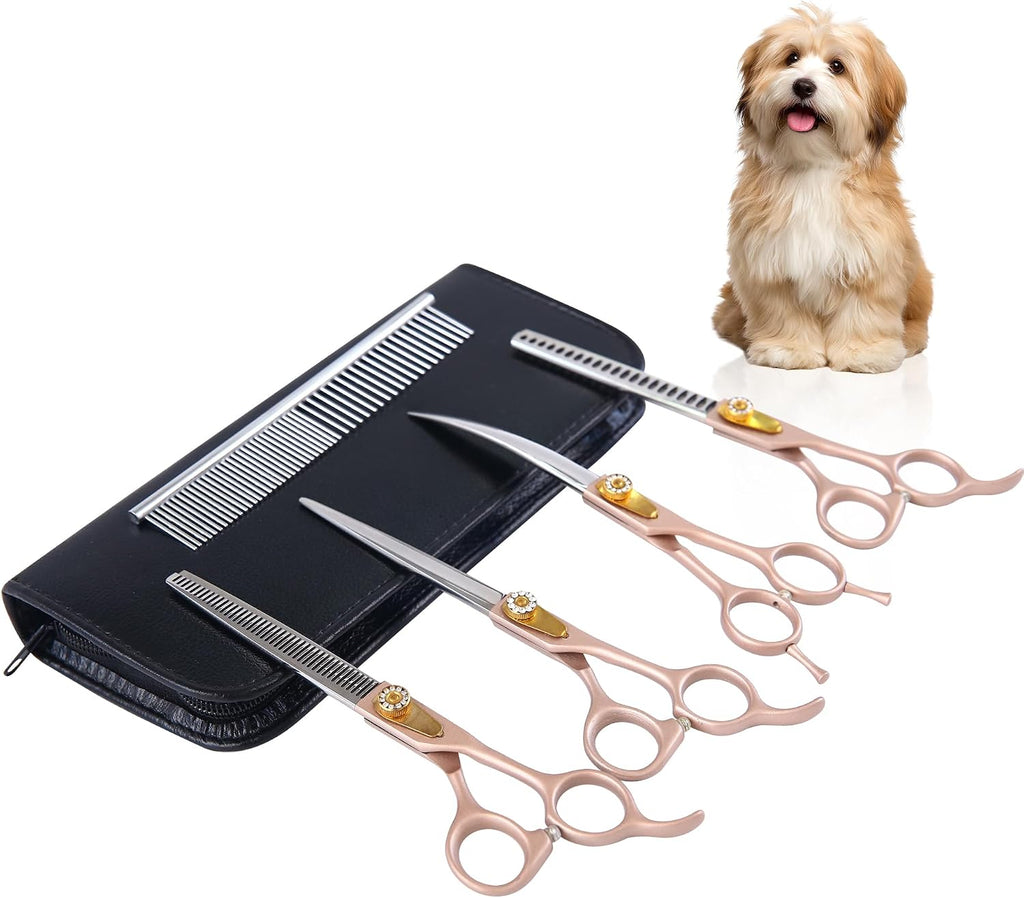 7" Professional Dog Grooming Scissors Kit, 6in1 Grooming Scissors for Dogs