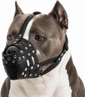 Pitbull Muzzle for Large Dogs, Sturdy Leather Muzzle Anti Biting Scavenging