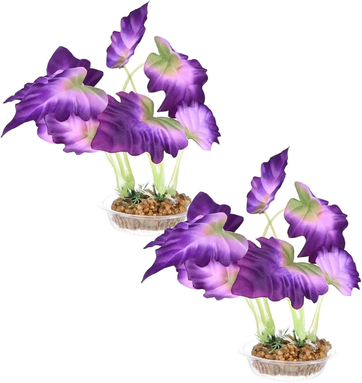 M METERXITY 2-Pack Aquarium Plant, Small Plastic Artificial Plant Water Grass Fish Hide Accessories for Aquarium Decoration/Fish Tank Decoration/Terrarium [Style 4, Purple]
