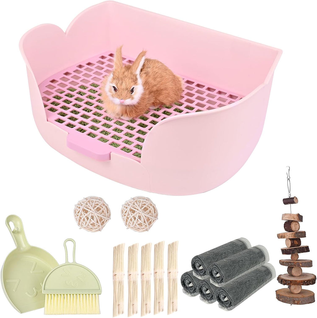 RUBYHOME Large Bunny Litter Box (15.5" x 11.1" x 6.2") Small Animal Litter Pet Toilet Potty Trainer Corner Litter Bedding Box Pet Pan for Rabbit Guinea Pig Easy to Clean (Purple)