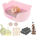 RUBYHOME Large Bunny Litter Box (15.5" x 11.1" x 6.2") Small Animal Litter Pet Toilet Potty Trainer Corner Litter Bedding Box Pet Pan for Rabbit Guinea Pig Easy to Clean (Purple)