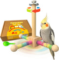 Agape Bird Toy, Rotating Interactive Parrot Toy, Wooden Bird Cage Perch