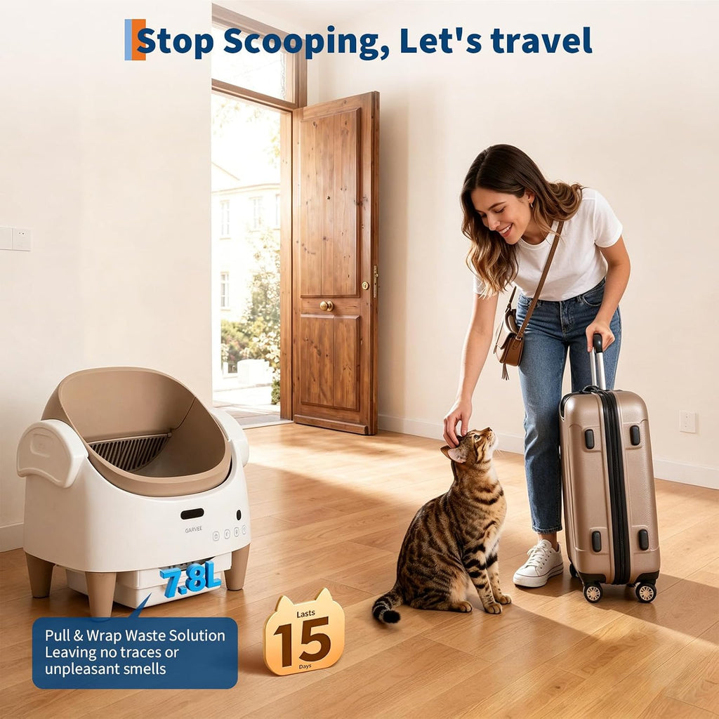 Automatic Cat Litter Box with Safty Sensor System, App Control
