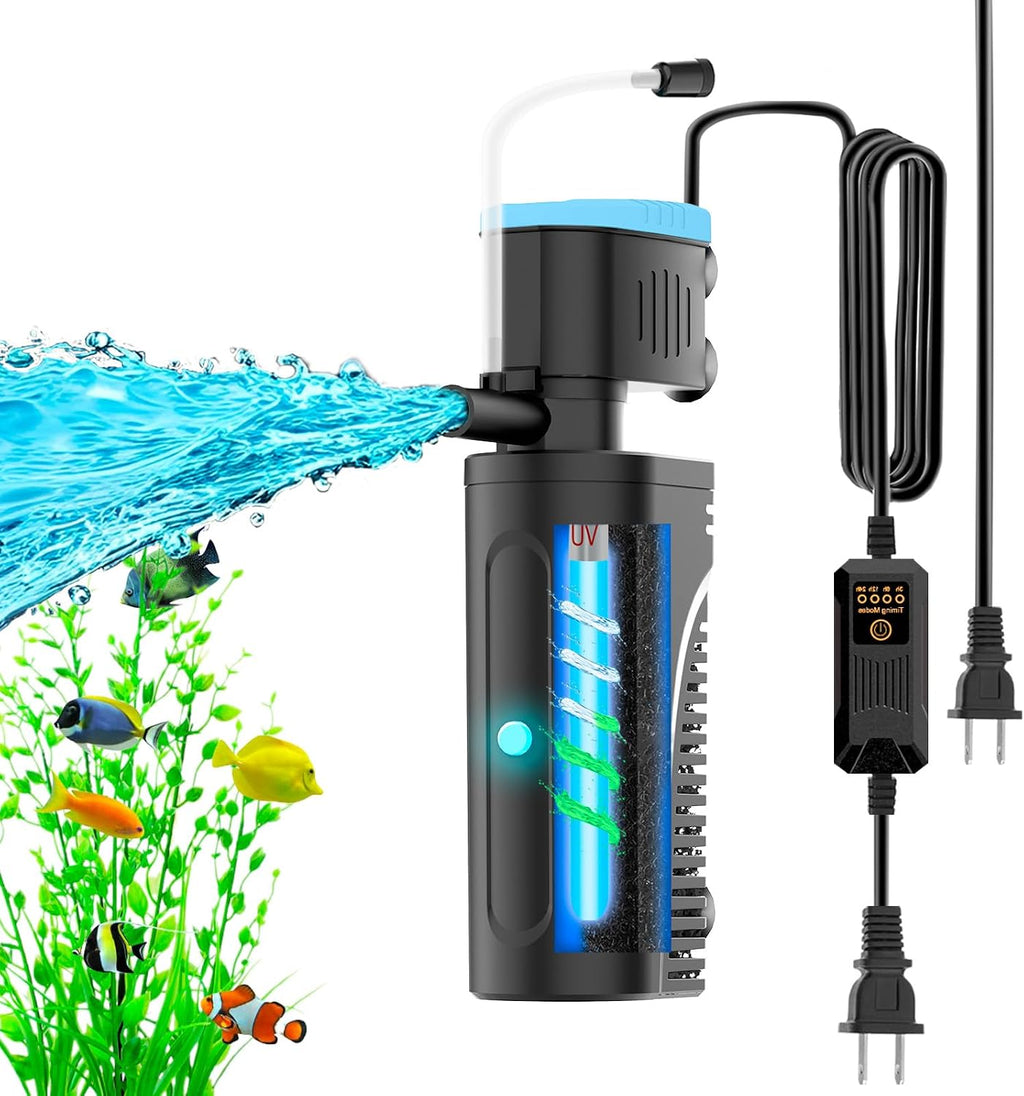 U - V Aquarium Filter for Green Water Cleaning with Aeration/Rainfall Modes