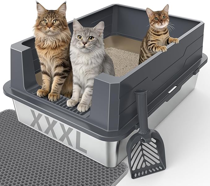 FURTIME XXXL Extra Large Stainless Steel Litter Box by FURTIME