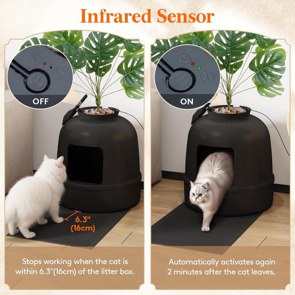 Lifewit Hidden Plant Cat Litter Box with Electric Odor Control System Black