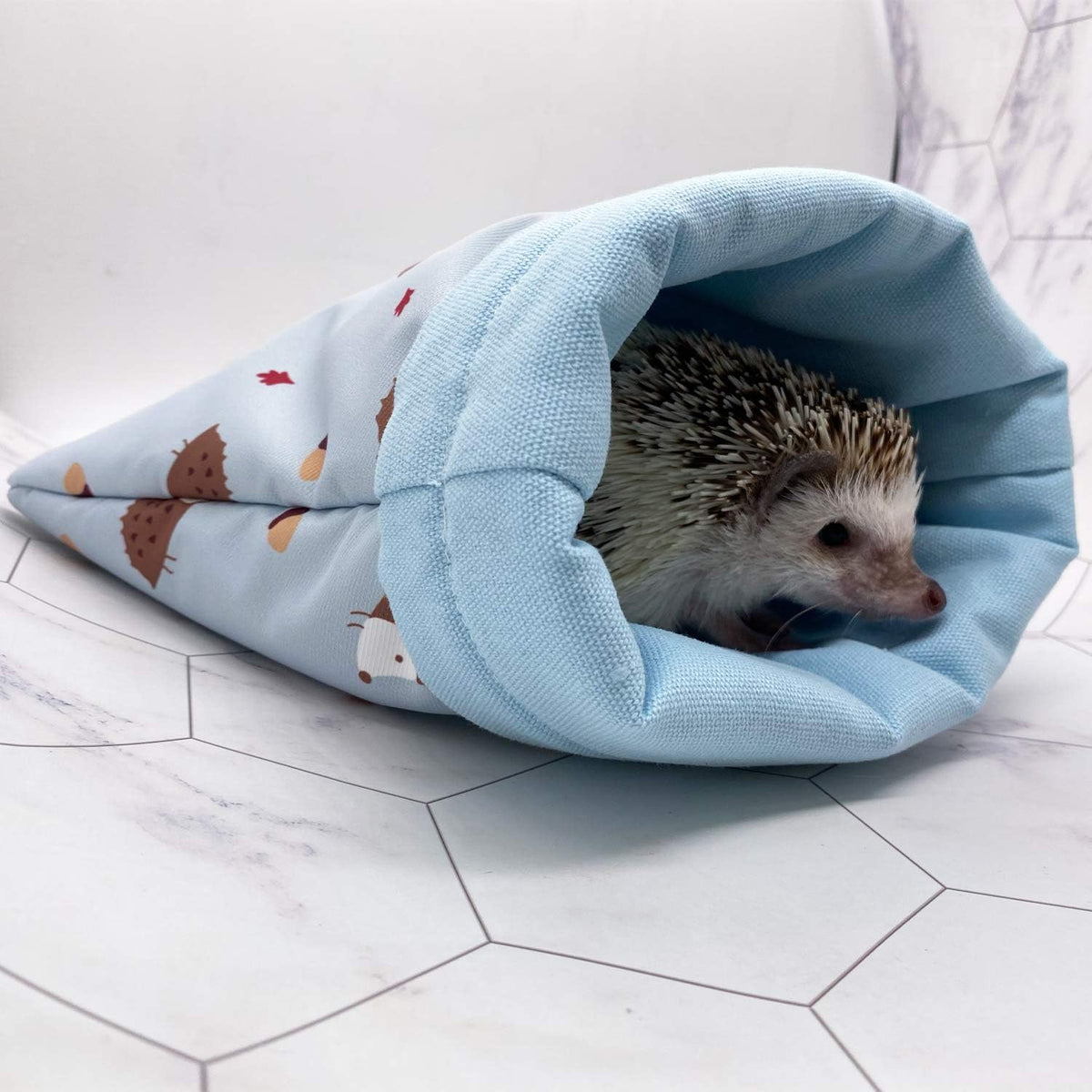 Handmade Cute Sleeping Bag Pouch Hideout Cave for Hedgehog Guinea Pig Hamster Rat Ferret Hamster Squirrel and Other Small Animal Beds (Blue)