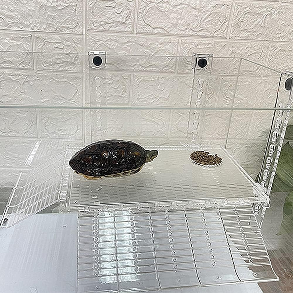 RUIAN Transparent Turtle Basking Platform Hanging Turtle Ramp, Resting Terrace for Turtles Tank Aquarium (30 * 18cm)