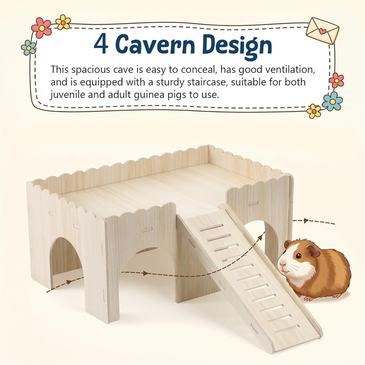 1 Set Large Guinea Pig Hideout with Stairs