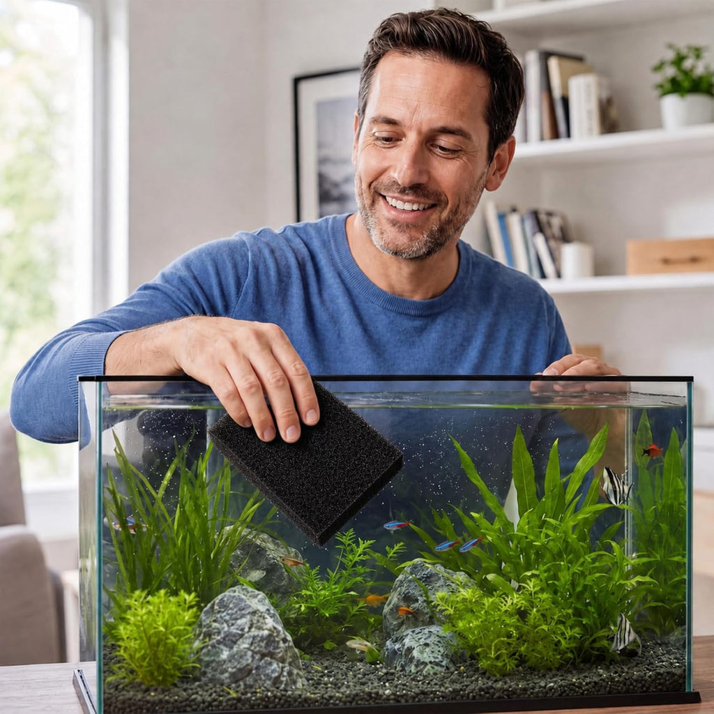 24 Aquarium Seaweed Pad 4x6'' Double Side Cleaner Sponge, Black