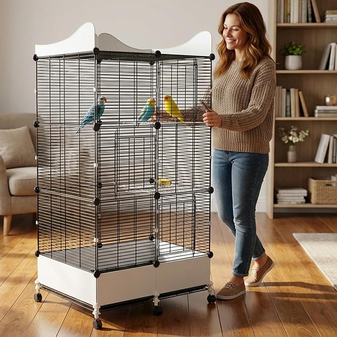 Encrypted Bird Cage Large Bird Cages 57-Inch, Top Storage Space, Bottom Splash - Image 7