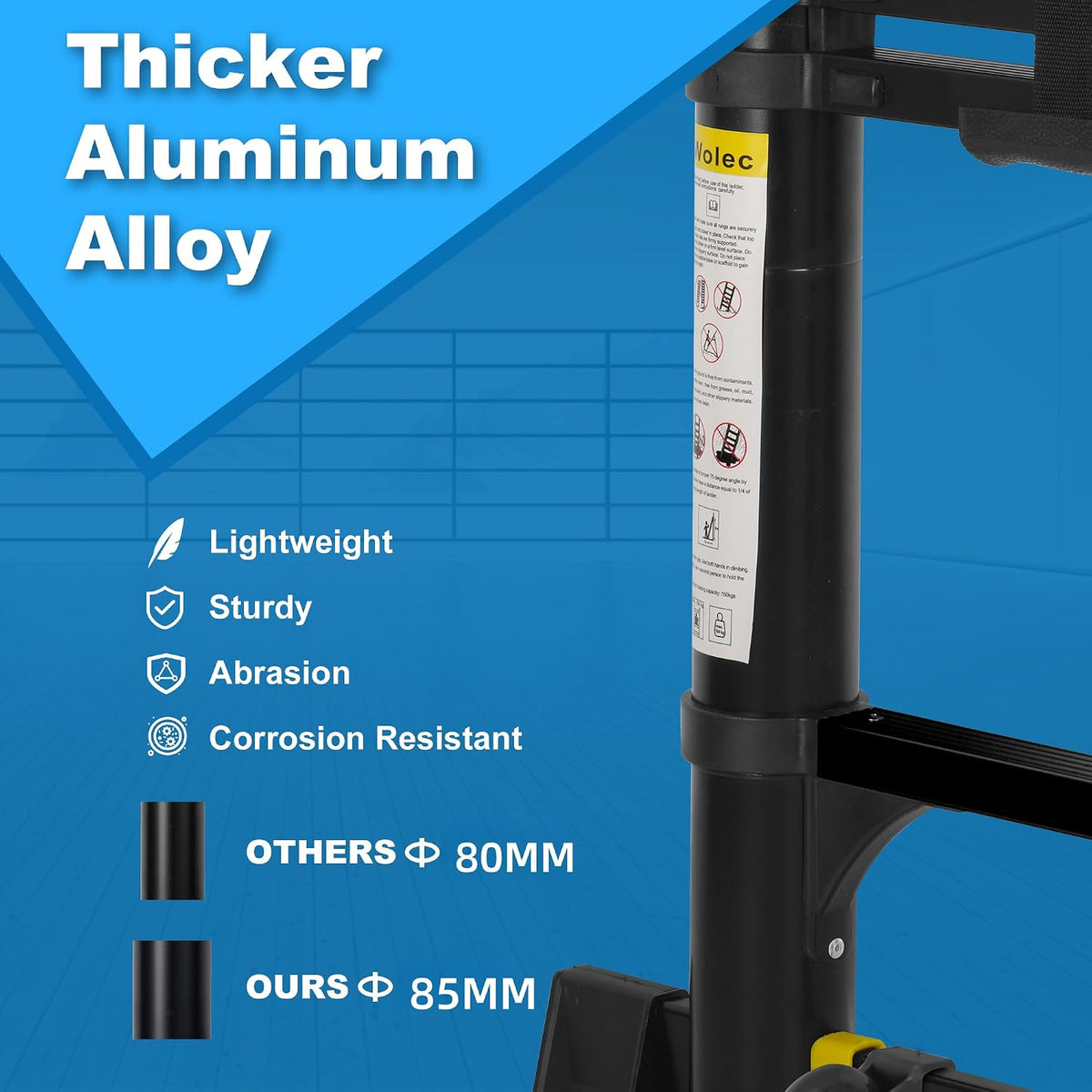 Telescoping Ladder with Hooks, 20.3 FT, Stabilizer & Wheels, Black