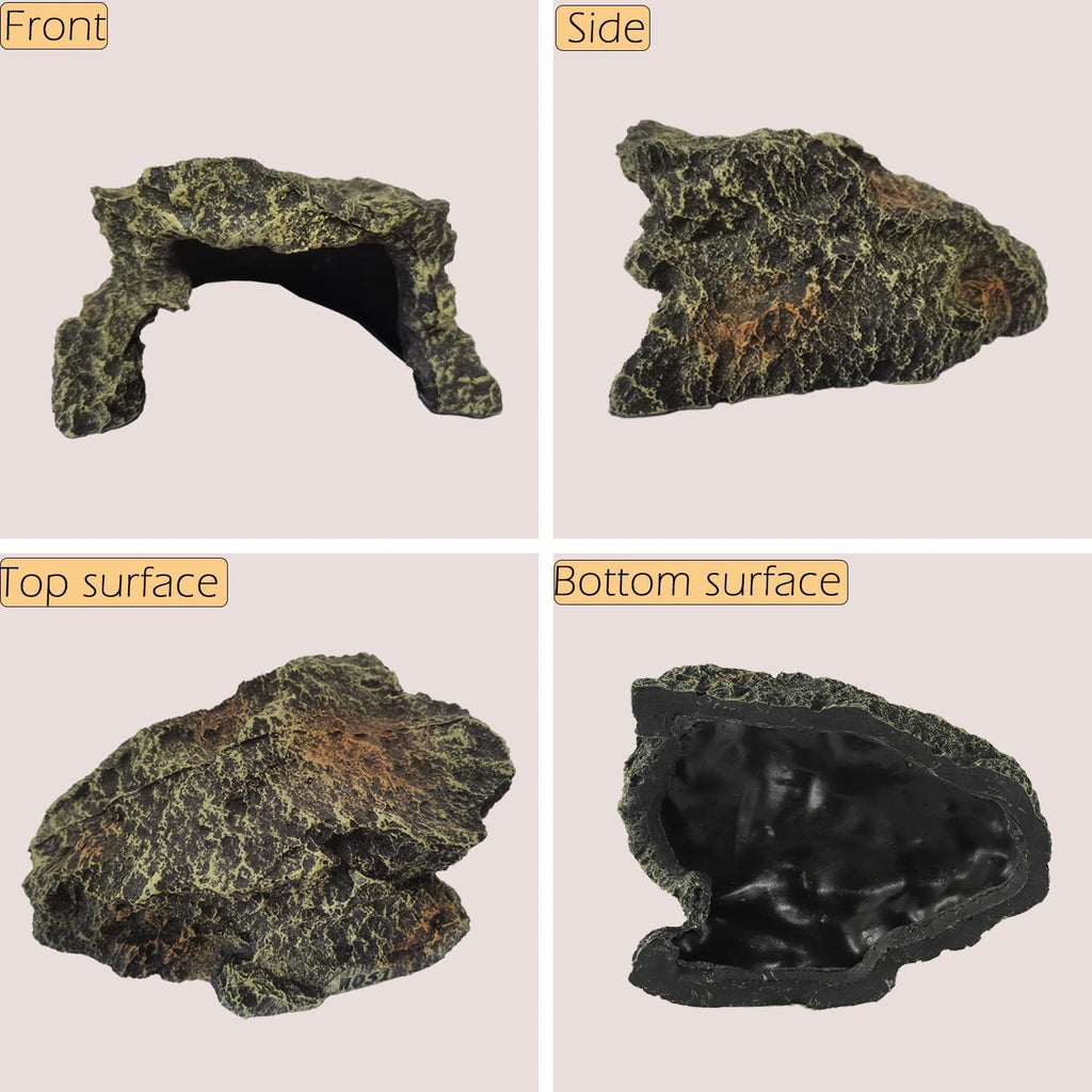 IBWell Resin Reptile Rock Cave, Lizard Tank Décor, Gecko Hide Reptile Hideout for Small Turtle Accessories for Tank, Leopard Gecko, Lazard Hideout