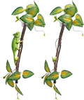 BNOSDM 2PCS Reptile Climbing Branch, Bendable Jungle Vine with Leaves Terrarium Plant Decoration with Suction Cup Chameleon Cage Accessories for Gecko Lizard Bearded Dragons Snake (Vinca Leaf)