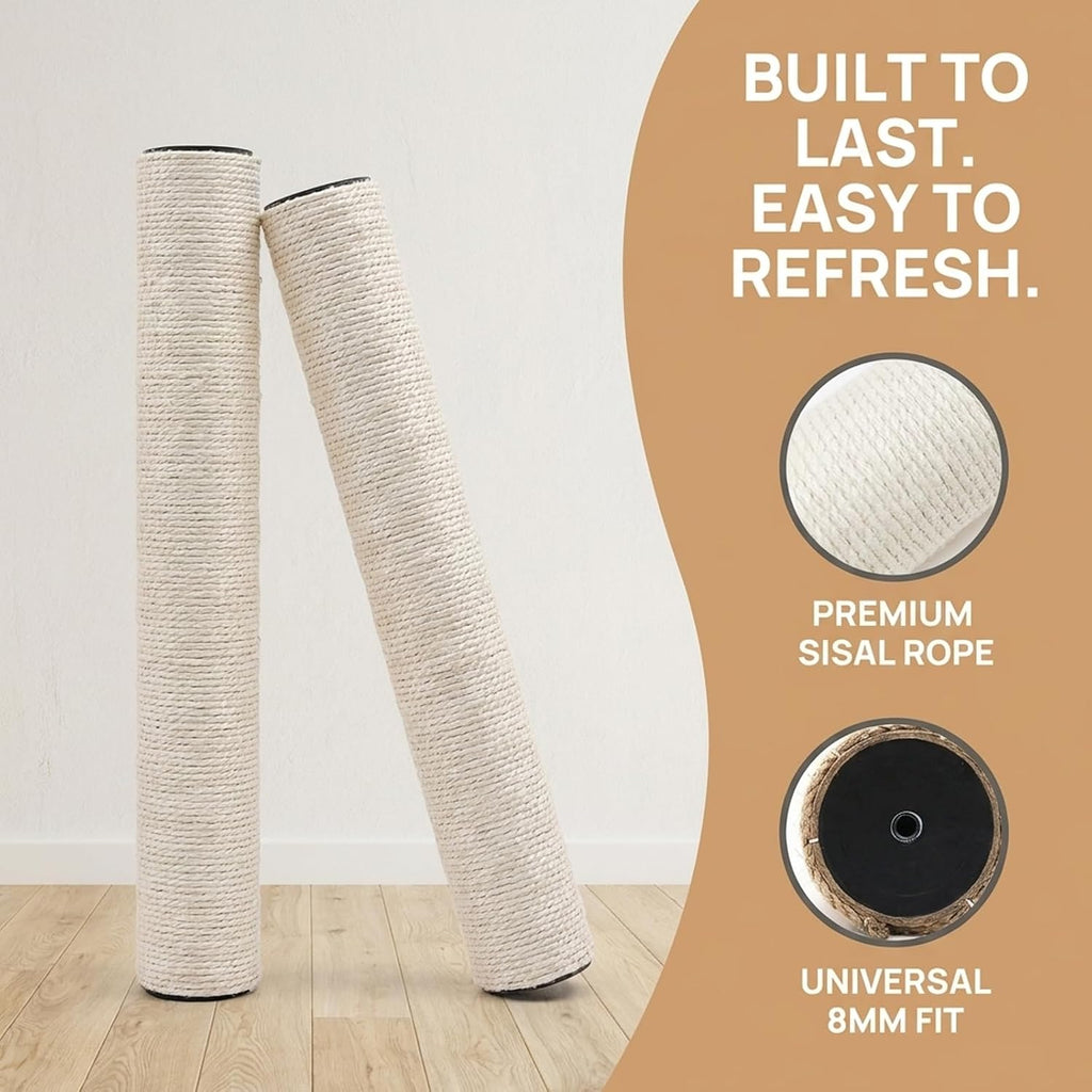 Cat Scratching Post Replacement Pole, 20 Inch Cat Tree Replacement Post, Natural Sisal Tree Parts