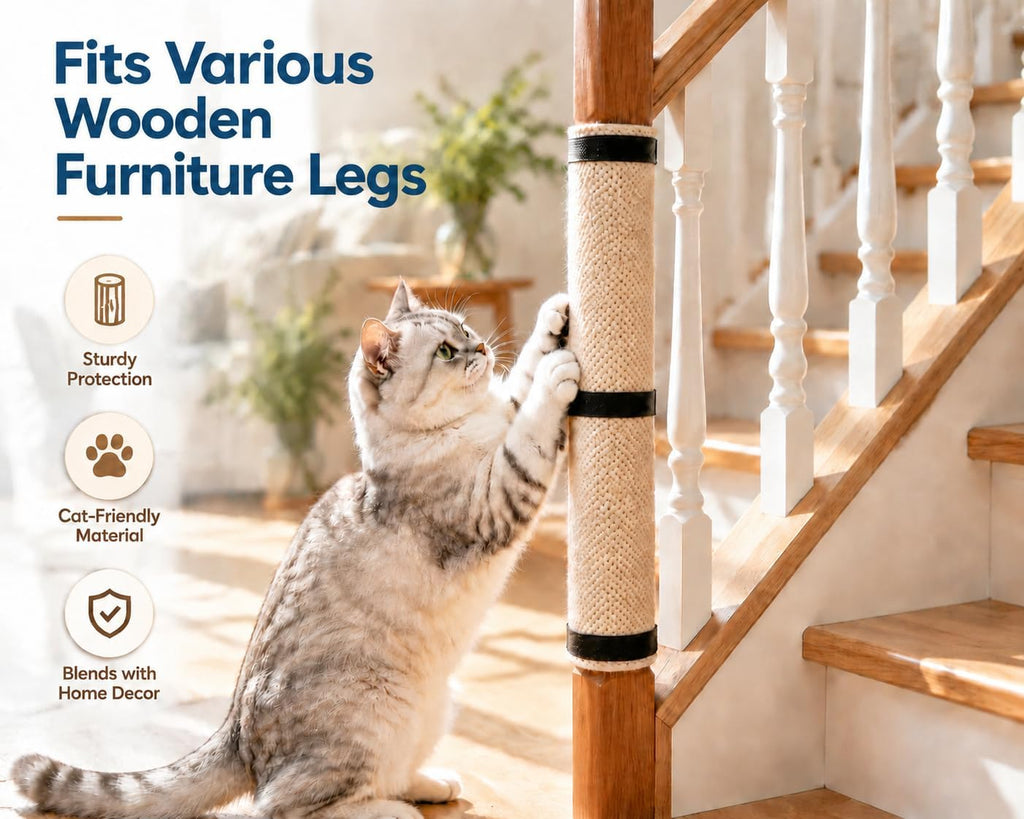 Cats Scratching Wrap 2PCS Table Clothes with Sisal for Wooden Legs Banister