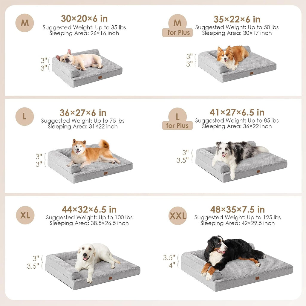 EHEYCIGA Orthopedic Dog Bed Medium Size, Memory Foam Dog Bed, Grey