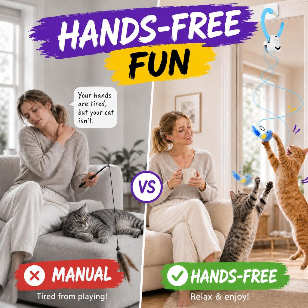 Interactive Cat Toys for Indoor Cats, Clip-On Automatic Flying Bird