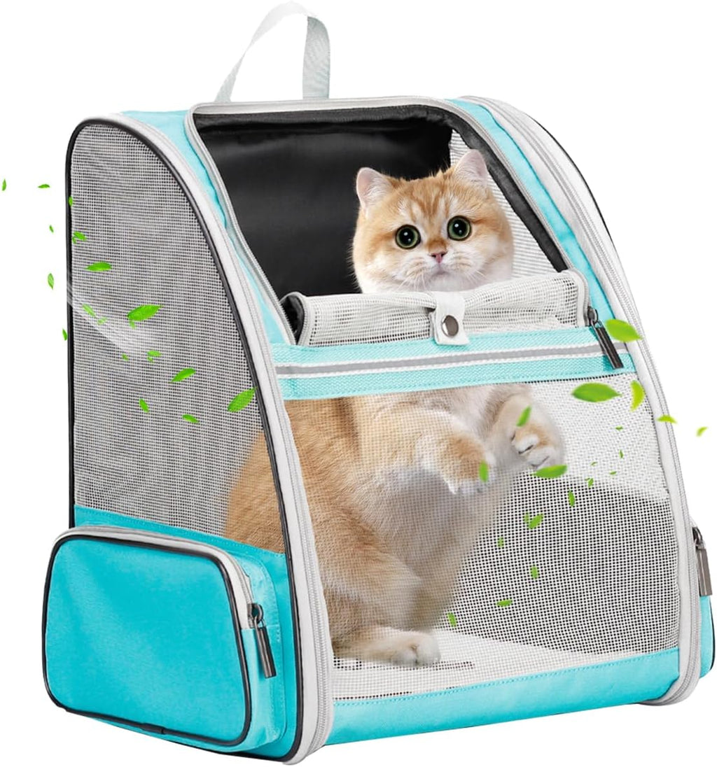 Cat Backpack Carrier, Upgraded with Side Access Pet Travel Backpack for Cat and Small Dogs, Fully Ventilated Mesh Breathable for Hiking Camping, Airline Approved