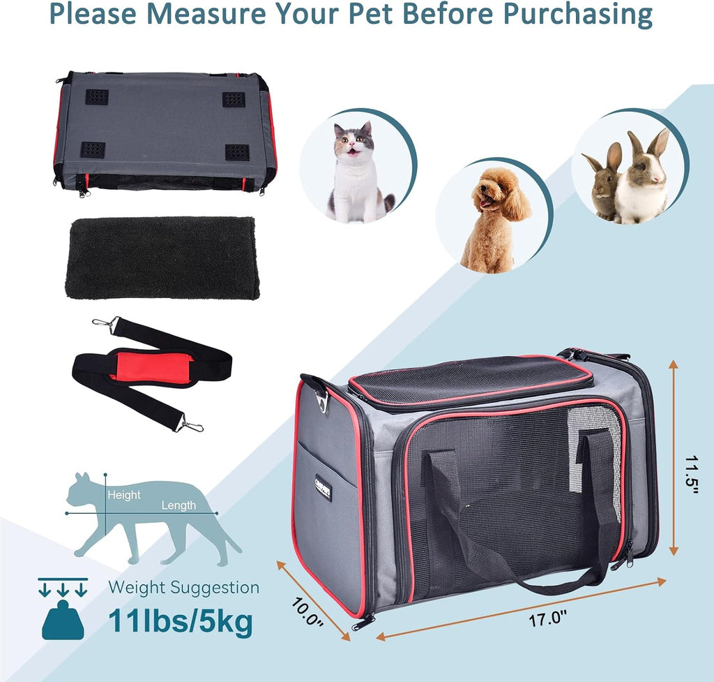 Soft-Sided Kennel Pet Carrier, Airline Approved Travel Handbag