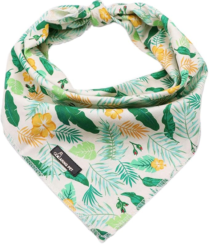 ARING PET Summer Dog Bandanas, Autumn Leaf Floral Kerchief Triangle Bibs Scarf by ARINGPET