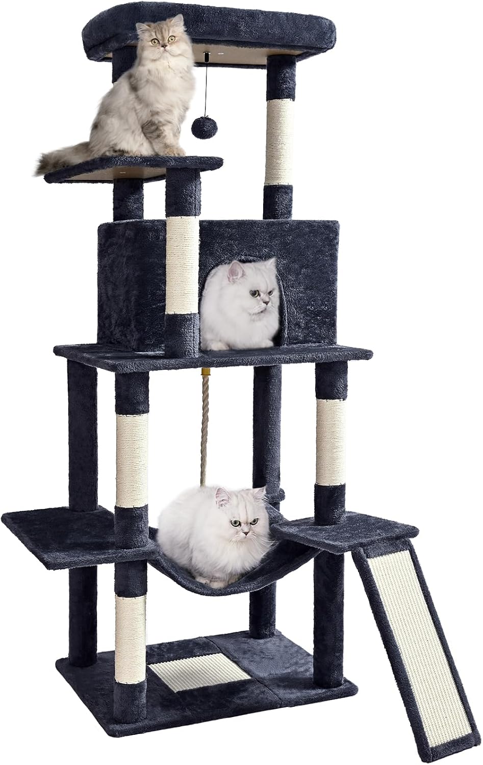 ABCPET 63" Multi-Level Cat Tree Tower for Indoor Cats, Dark Grey