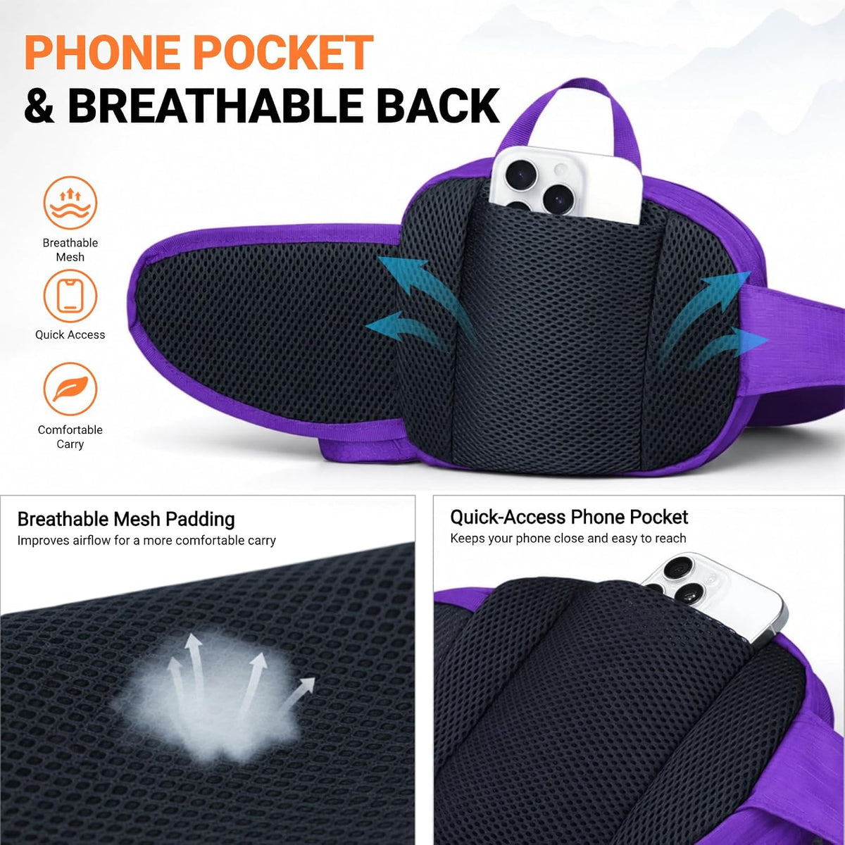 Dog Fanny Pack for Walking & Training, 5 Pockets, Bottle Holder (Purple)