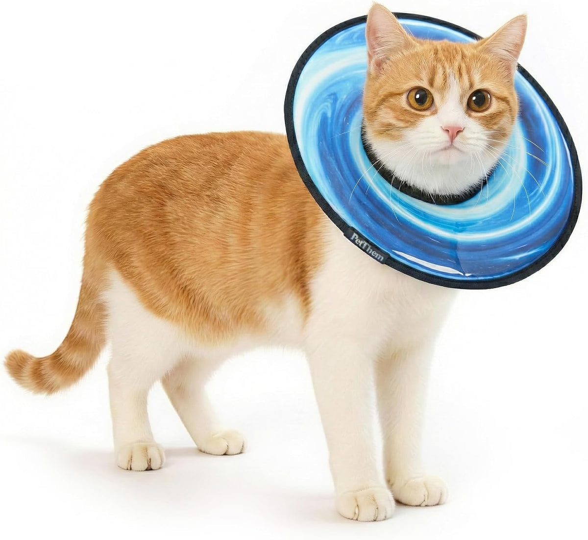 PetThem Soft Cat Cone Collar, Adjustable Cat Recovery Collar, After Surgery Protection, Waterproof & Easy to Clean, Lightweight Elizabethan Collar for Cats and Small Dogs (Astral Depth, S)