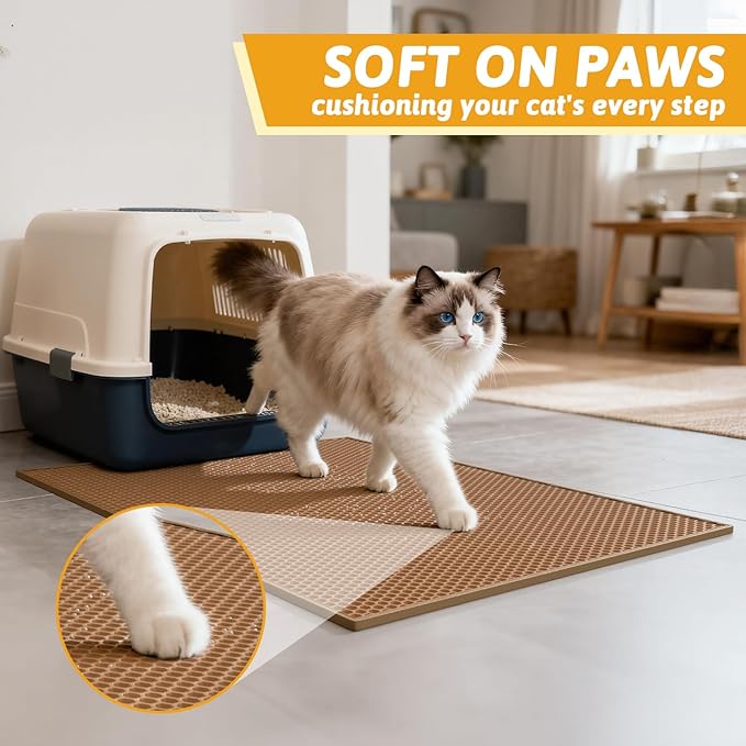 Pieviev Cat Litter Mat Double Layer Waterproof Urine Proof Trapping Mat 1 Pack - Image 5