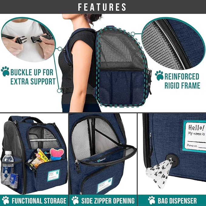 PetAmi Dog Cat Backpack Carrier, Expandable Pet Carrier Backpack - Image 6