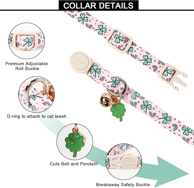 Lionet Paws 2pcs Pack St. Patrick Cotton Cat Collar, Breakaway Buckle - Image 4