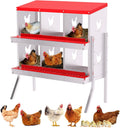Chicken Nesting Box, 6 Compartment Metal Chicken Nesting Boxes for Chicken Coop, Easy Egg Collection, Easy Cleaning, Chicken Laying Boxes with Bracket Legs for Hens, Red