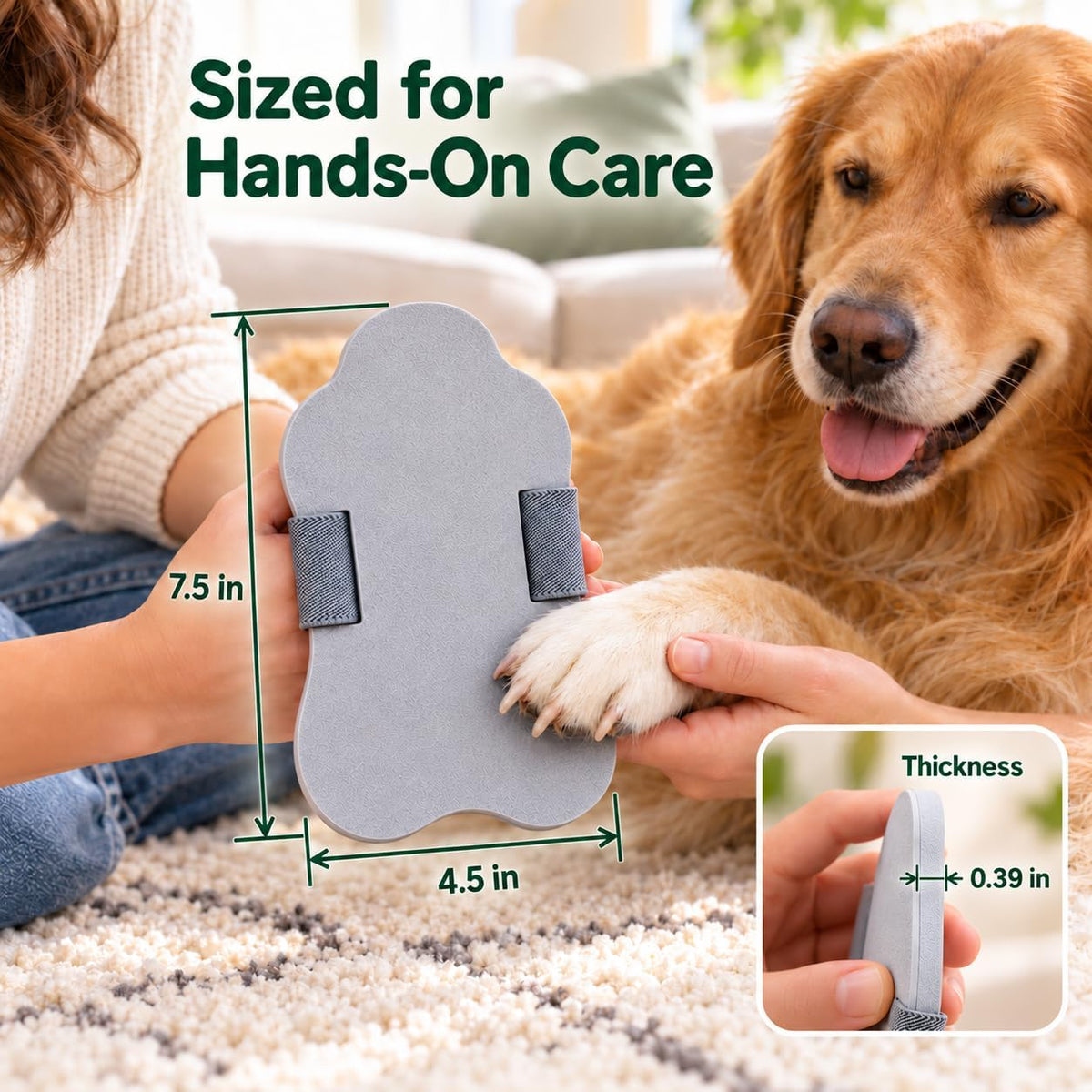 Dog Nail Scratch Board with Hand Strap, Dog Nail File Board, Quiet Manual Scratch Pad for Dogs and Cats, EVA Grooming Tool for Gentle Claw Care, Suitable for Small Medium Large Pets