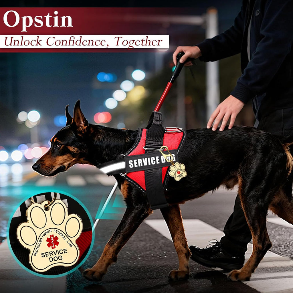 Opstin Service Dog Vest, ID Tag + 50 ADA Information Cards, Service Dog Harness in Sizes X Small to XX Large, Metal Dog Tag has Ruggedized Clip, 2-Sided Service Animal Cards,ESA Accessory Set Small