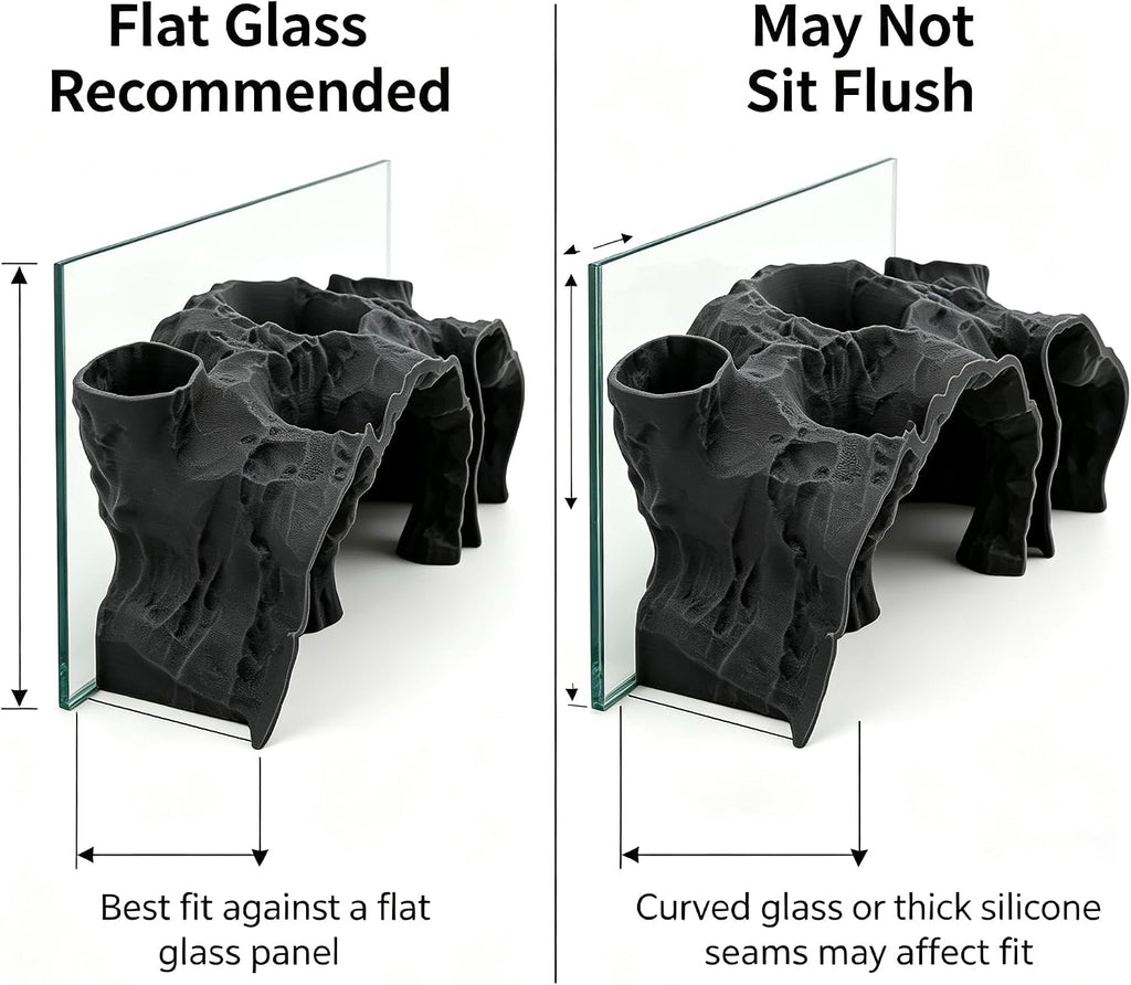 Black Aquarium Cave for Fish Tank, 3D Printed Fish Hideout Tunnel