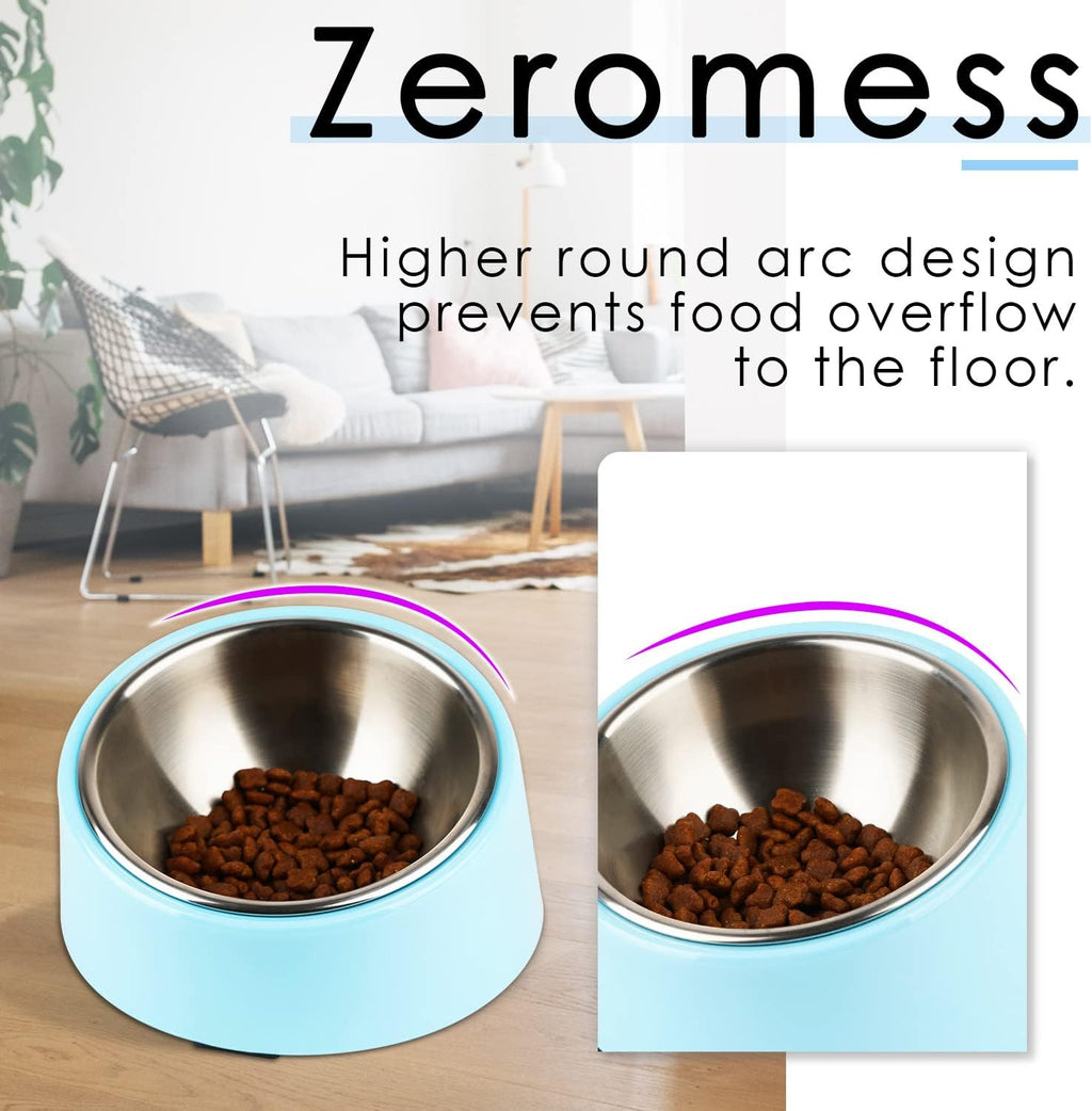 SUPERDESIGN Anti-Vomiting 15° Slanted Pet Bowl, S/0.5 Cup, Blue