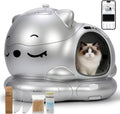 Automatic Cat Litter Box, Semi-Open Large Capacity with Triple Odor Removal System, App Control and Health Monitor, Safety Sensor, Cute Self Cleaning Litter Box for Multiple Cats