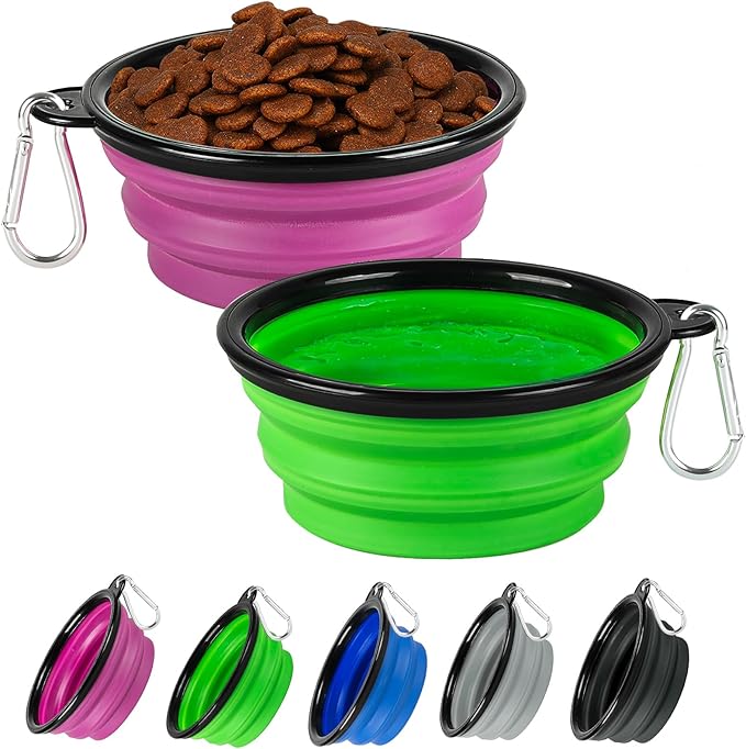 Collapsible Dog Bowl 2 Pack, Dog Water Bowls by HOSCAPE