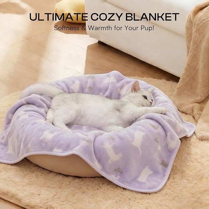Luciphia 1 Pack 3 Cat Printed Fleece Pet Blankets Washable，Soft Warm Throw - Image 4