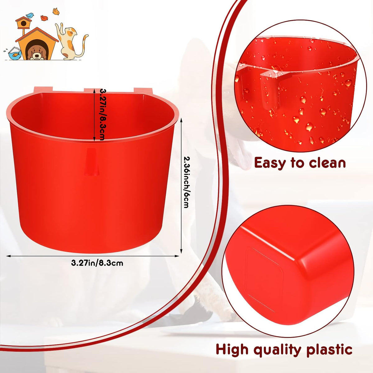 Suclain 30 Pcs Seed Cups for Bird Cages, Hanging Plastic Cage Feeders