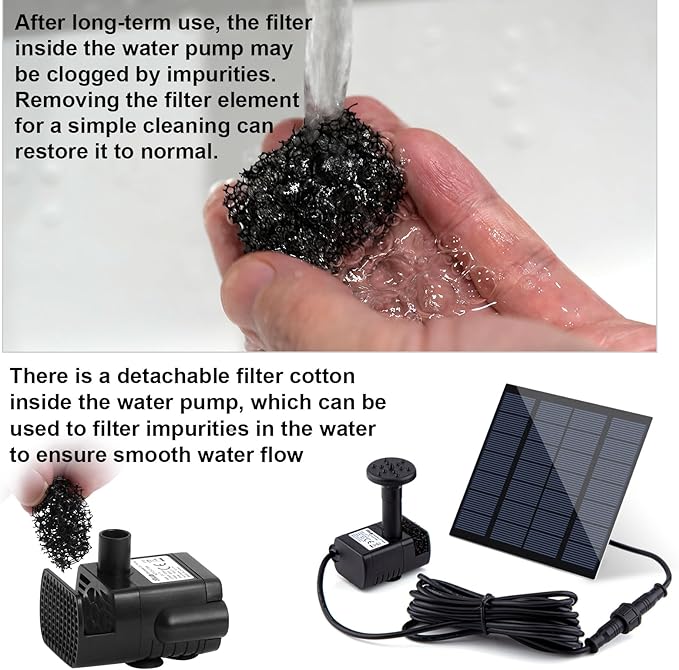 Solar Fountain Pump Kit with Separate Solar Panel, 1.8 W Upgraded Solar Water - Image 2