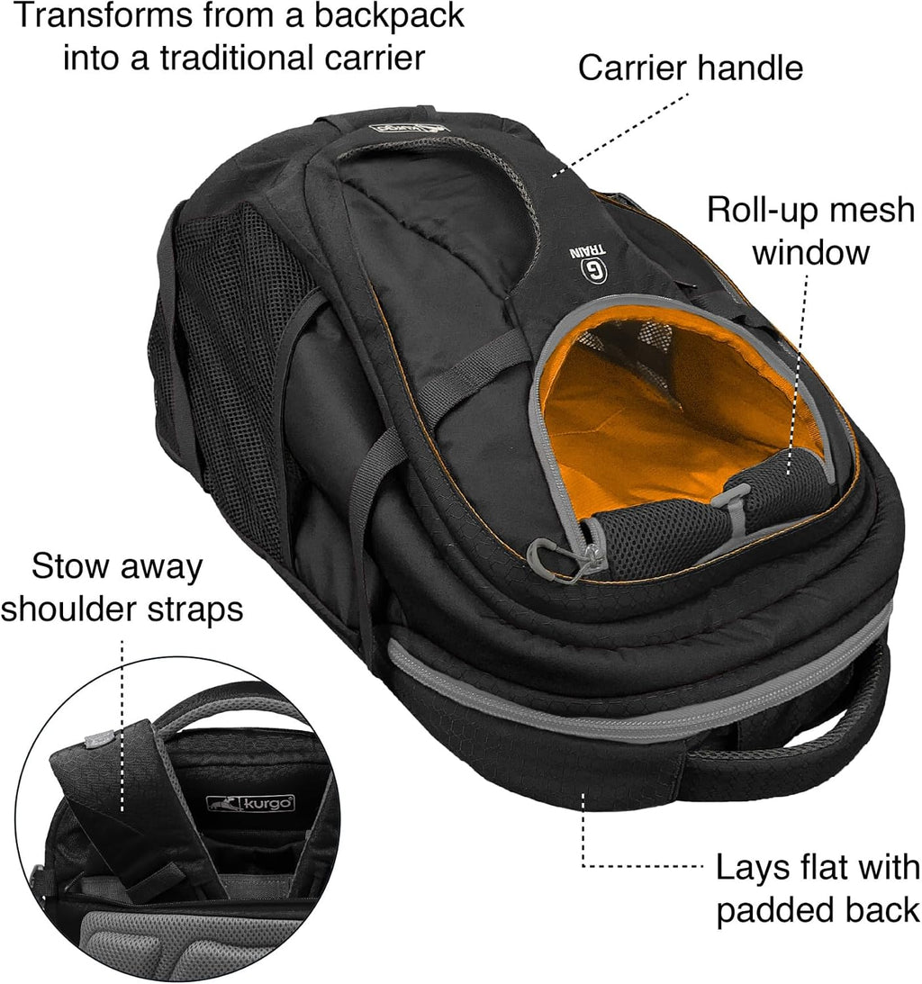 Kurgo G-Train Pet Carrier Backpack, Black