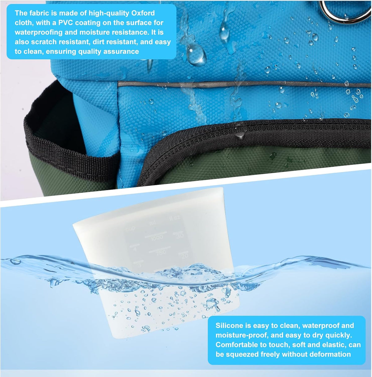 LIOPARD Dog Treat Pouch, Training Bag for Pet Walking, Pet Treat Bag with Silicone Liner, Magnetic Closure with Clicker and Belt Clip, 4-Cup Dog Treats Pouch for Outdoor Training (blue)