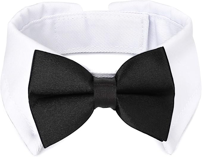 Segarty Dog Tuxedo Collar for Neck Girth 12.6-15.7in, Bow Tie Collar Black by Segarty