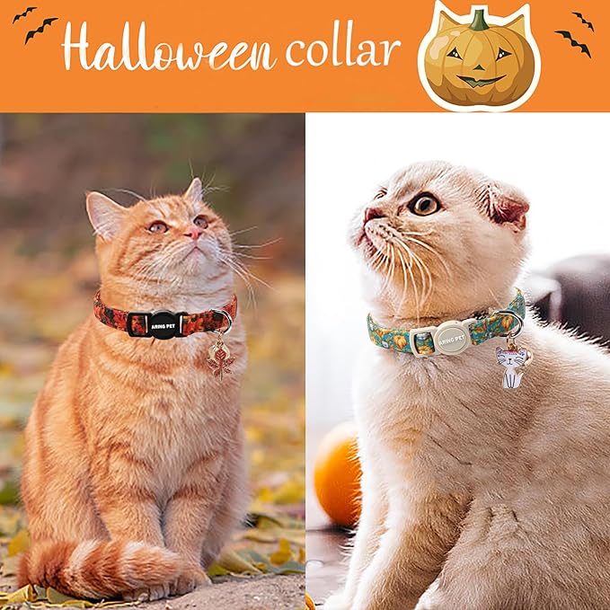 ARING PET 2 Pack Cat Collars, Breakaway Cotton Fall Halloween Kitten Collar - Image 4
